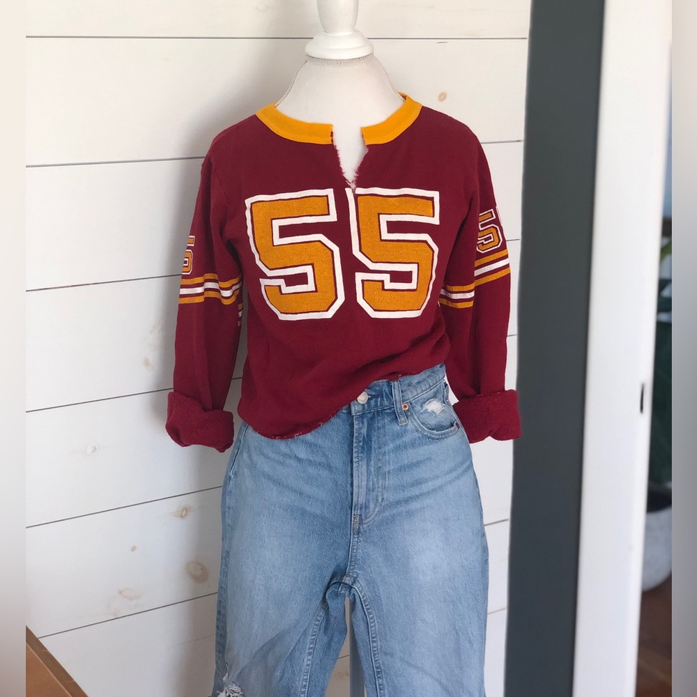 Vintage football cropped sweatshirt crimson and gold XS - Picture 13 of 14